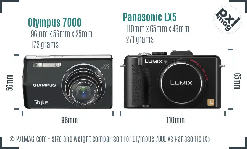 Olympus 7000 vs Panasonic LX5 size comparison