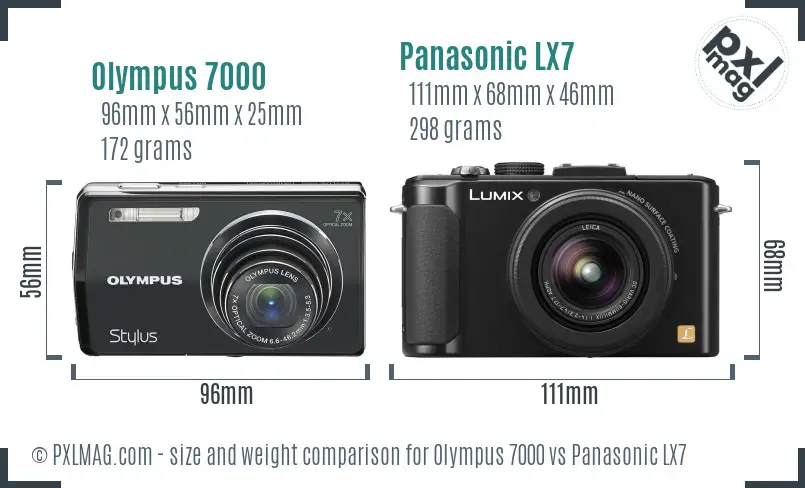 Olympus 7000 vs Panasonic LX7 size comparison