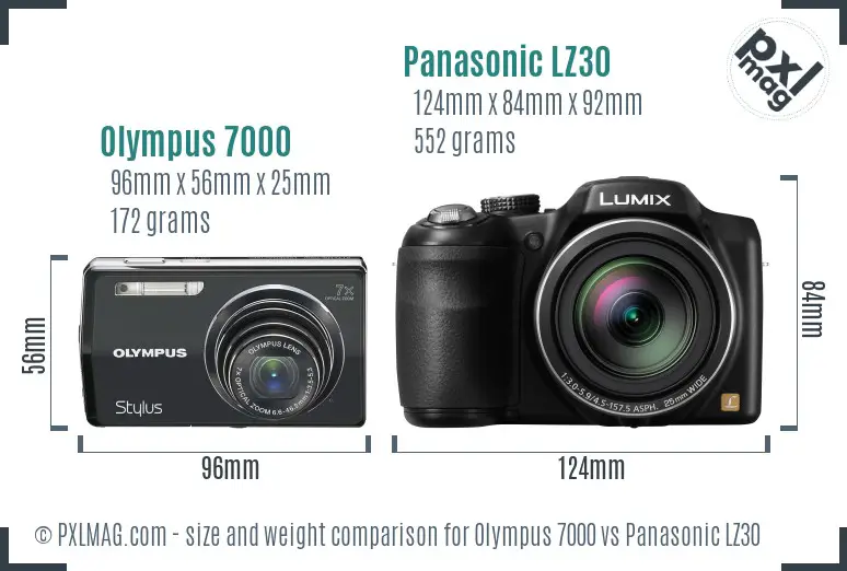 Olympus 7000 vs Panasonic LZ30 size comparison