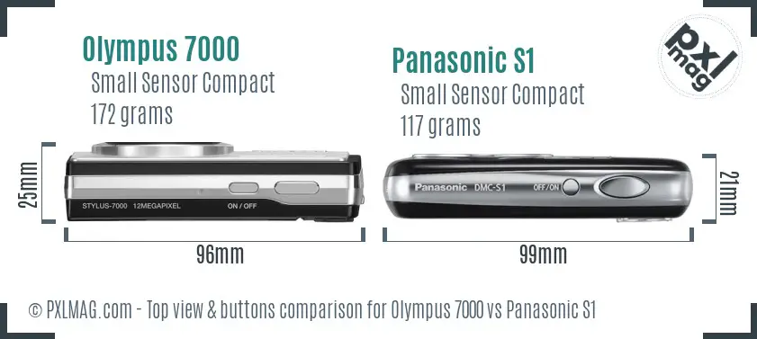 Olympus 7000 vs Panasonic S1 top view buttons comparison