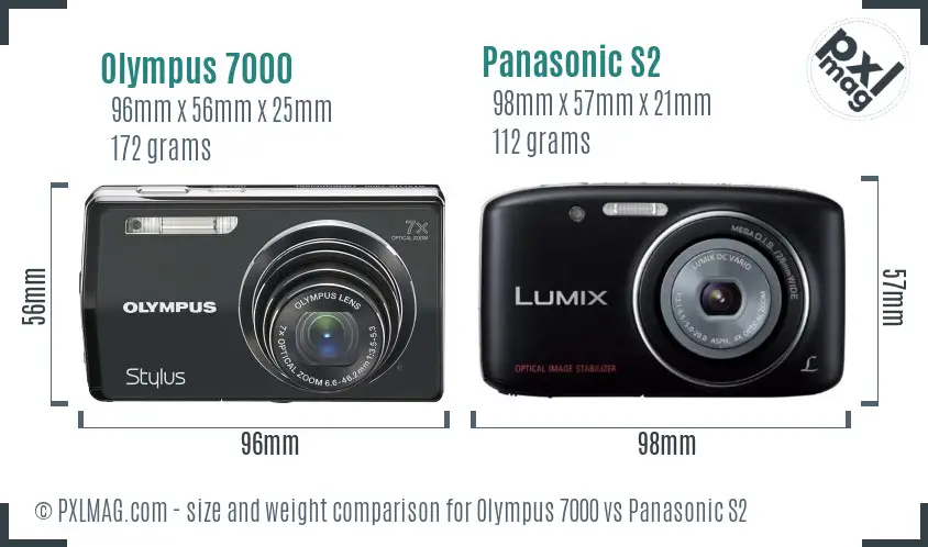 Olympus 7000 vs Panasonic S2 size comparison