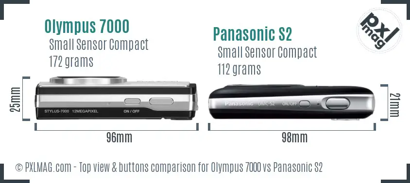 Olympus 7000 vs Panasonic S2 top view buttons comparison