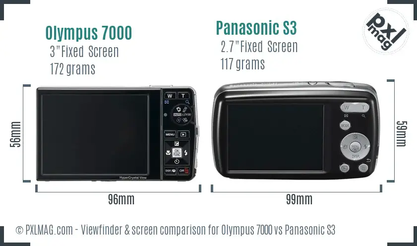 Olympus 7000 vs Panasonic S3 Screen and Viewfinder comparison