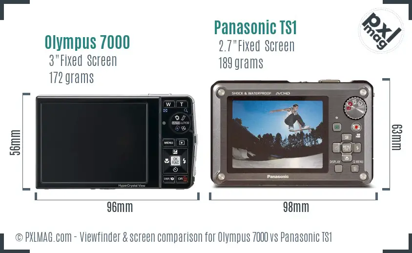 Olympus 7000 vs Panasonic TS1 Screen and Viewfinder comparison