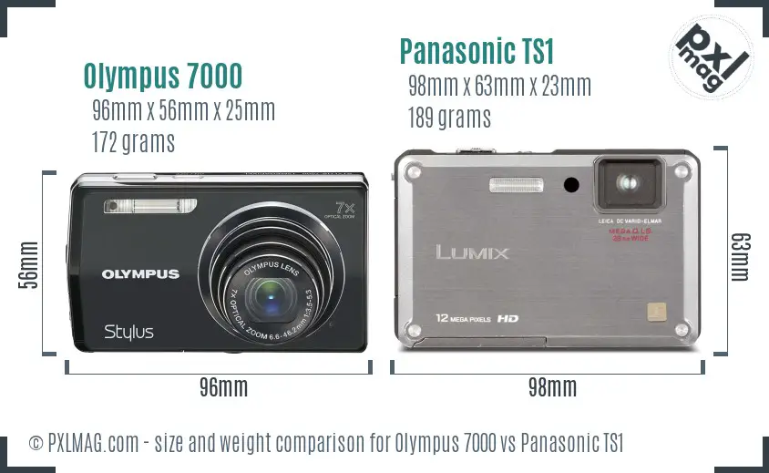 Olympus 7000 vs Panasonic TS1 size comparison