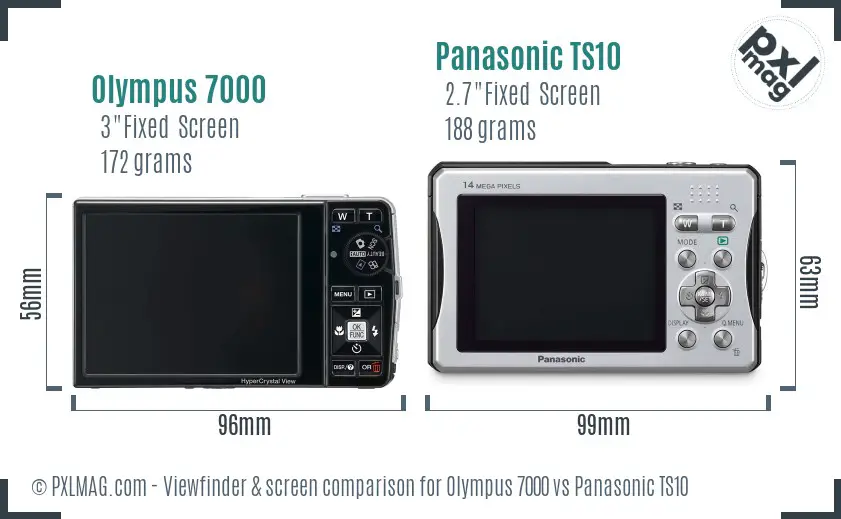 Olympus 7000 vs Panasonic TS10 Screen and Viewfinder comparison