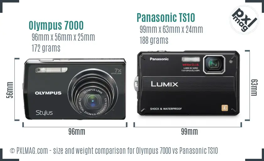Olympus 7000 vs Panasonic TS10 size comparison
