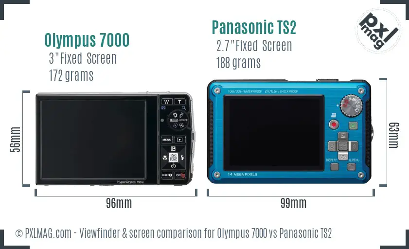 Olympus 7000 vs Panasonic TS2 Screen and Viewfinder comparison