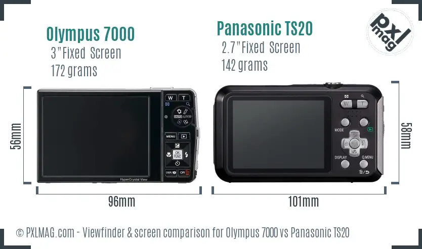 Olympus 7000 vs Panasonic TS20 Screen and Viewfinder comparison