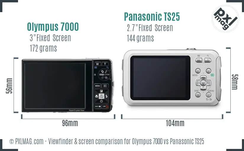 Olympus 7000 vs Panasonic TS25 Screen and Viewfinder comparison