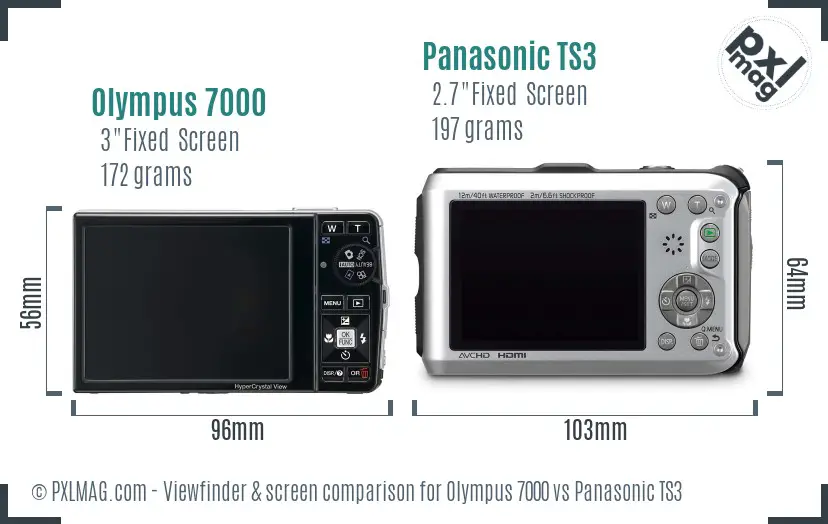 Olympus 7000 vs Panasonic TS3 Screen and Viewfinder comparison