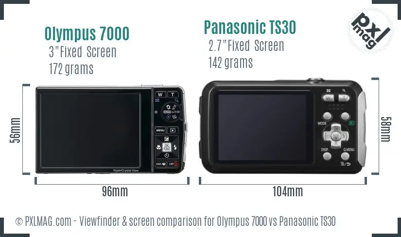 Olympus 7000 vs Panasonic TS30 Screen and Viewfinder comparison