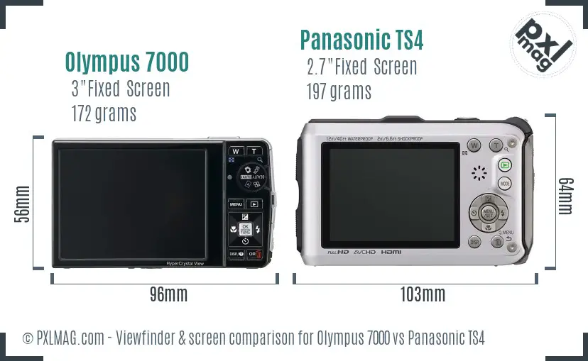 Olympus 7000 vs Panasonic TS4 Screen and Viewfinder comparison