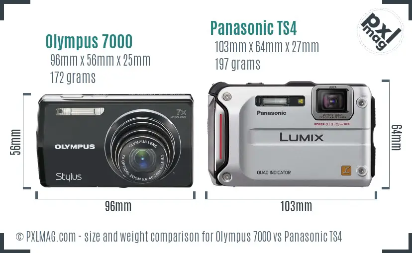 Olympus 7000 vs Panasonic TS4 size comparison