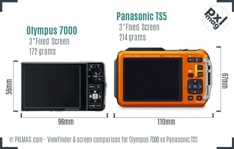 Olympus 7000 vs Panasonic TS5 Screen and Viewfinder comparison