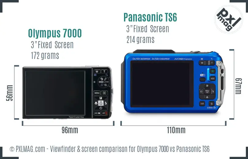 Olympus 7000 vs Panasonic TS6 Screen and Viewfinder comparison