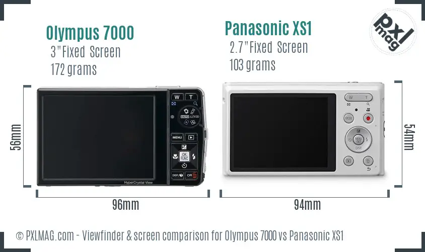 Olympus 7000 vs Panasonic XS1 Screen and Viewfinder comparison