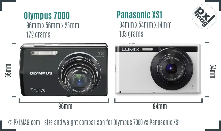 Olympus 7000 vs Panasonic XS1 size comparison