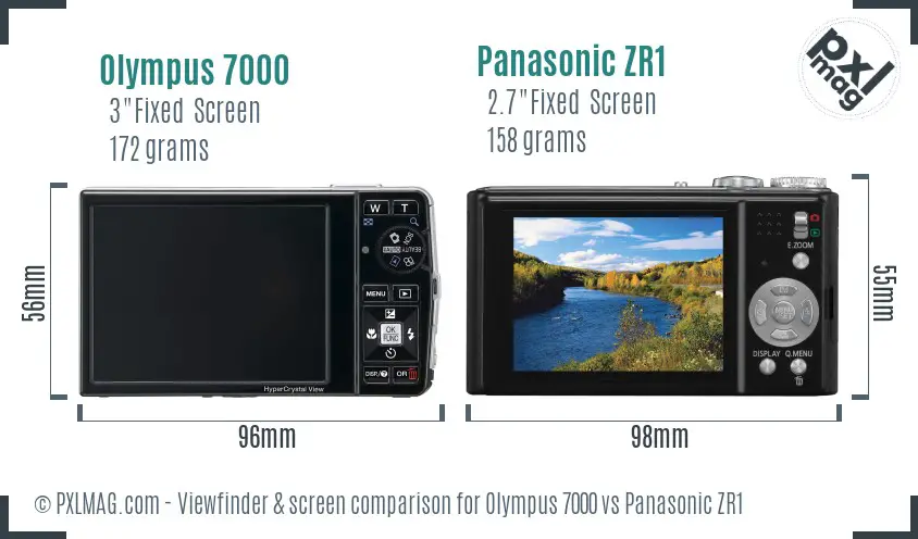Olympus 7000 vs Panasonic ZR1 Screen and Viewfinder comparison