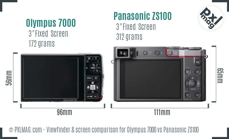 Olympus 7000 vs Panasonic ZS100 Screen and Viewfinder comparison