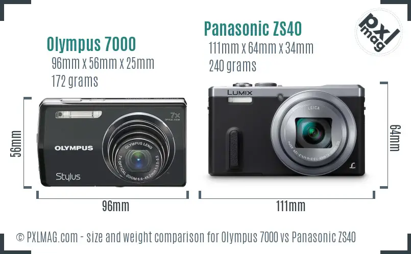 Olympus 7000 vs Panasonic ZS40 size comparison