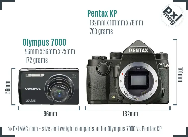 Olympus 7000 vs Pentax KP size comparison