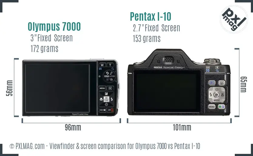Olympus 7000 vs Pentax I-10 Screen and Viewfinder comparison