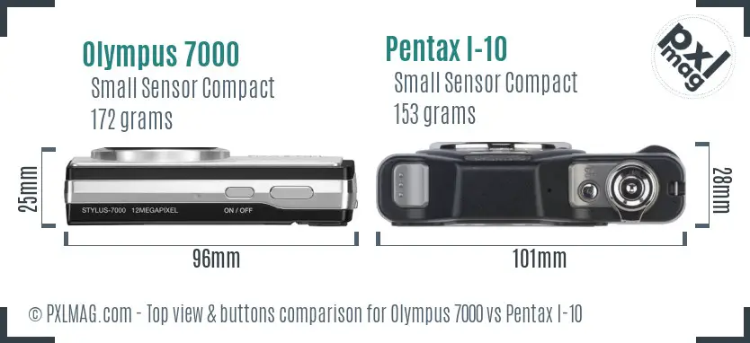 Olympus 7000 vs Pentax I-10 top view buttons comparison