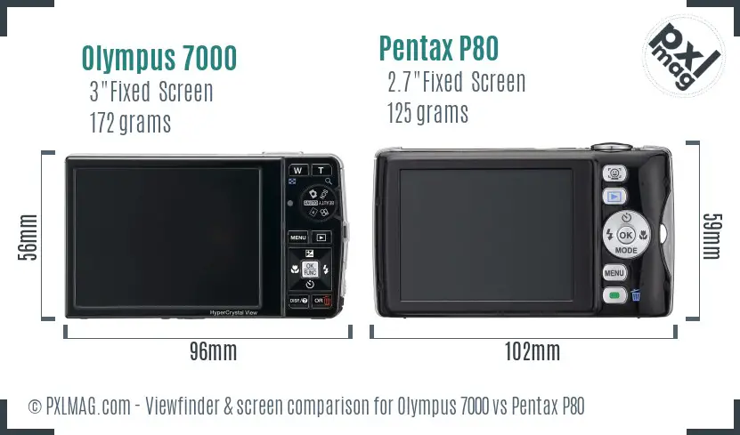 Olympus 7000 vs Pentax P80 Screen and Viewfinder comparison