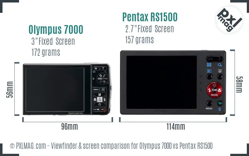 Olympus 7000 vs Pentax RS1500 Screen and Viewfinder comparison
