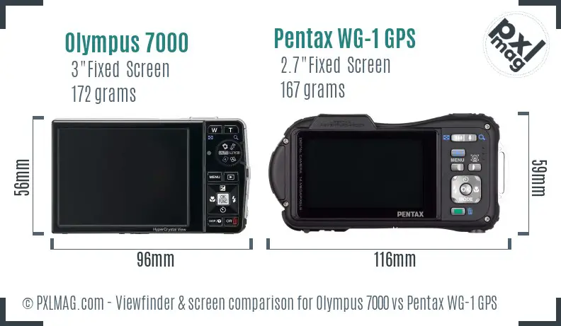 Olympus 7000 vs Pentax WG-1 GPS Screen and Viewfinder comparison