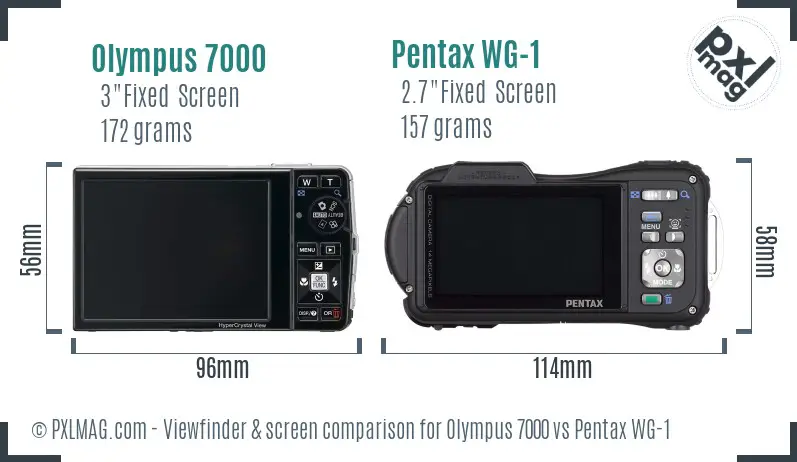 Olympus 7000 vs Pentax WG-1 Screen and Viewfinder comparison