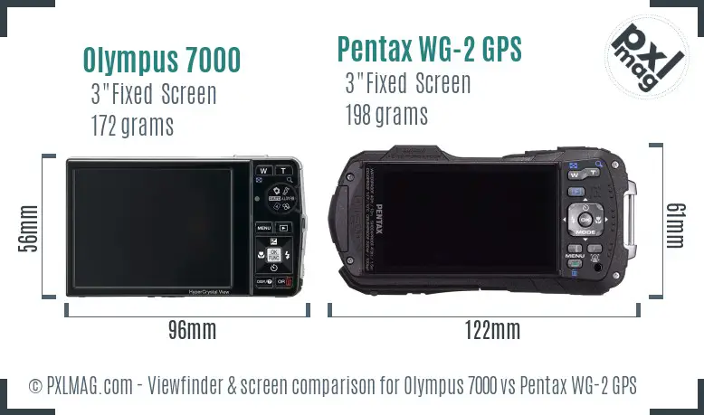 Olympus 7000 vs Pentax WG-2 GPS Screen and Viewfinder comparison