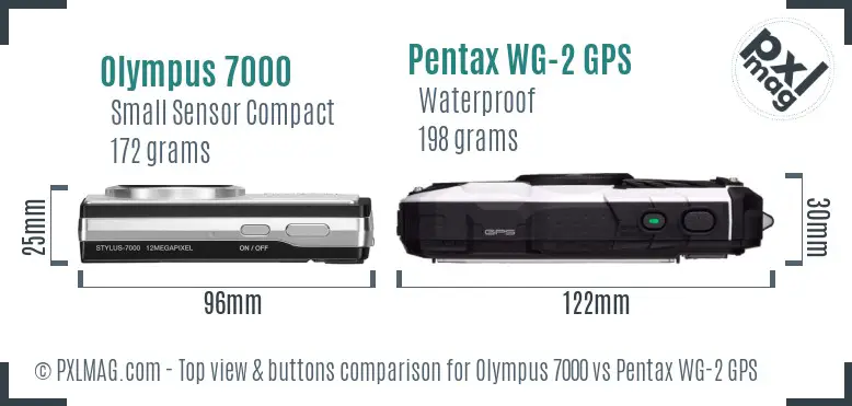 Olympus 7000 vs Pentax WG-2 GPS top view buttons comparison