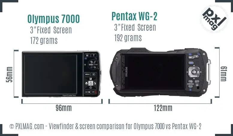 Olympus 7000 vs Pentax WG-2 Screen and Viewfinder comparison