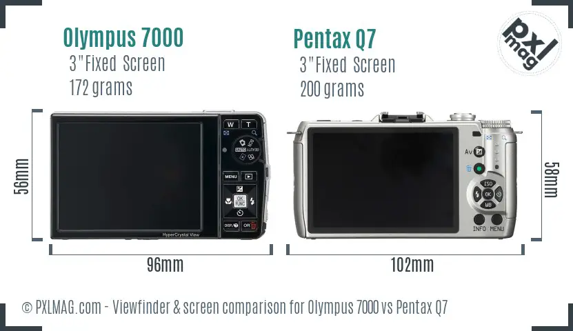 Olympus 7000 vs Pentax Q7 Screen and Viewfinder comparison