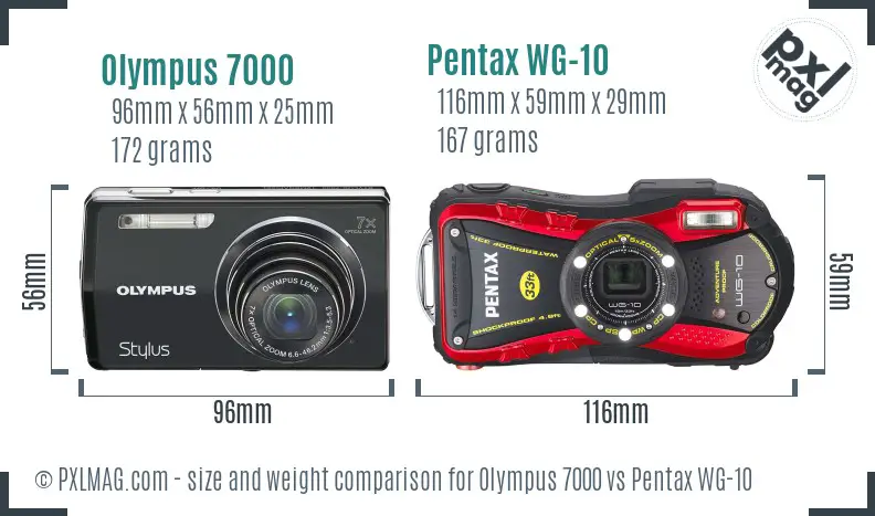 Olympus 7000 vs Pentax WG-10 size comparison Olympus 7000 vs Pentax WG-10 size comparison