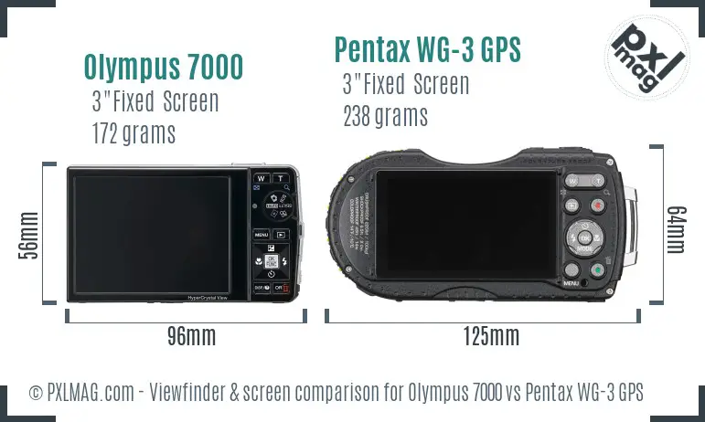 Olympus 7000 vs Pentax WG-3 GPS Screen and Viewfinder comparison