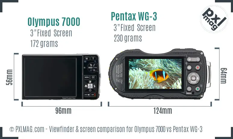 Olympus 7000 vs Pentax WG-3 Screen and Viewfinder comparison