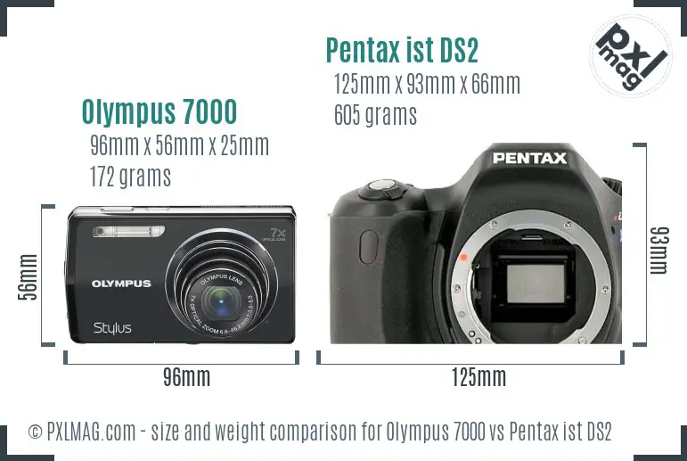 Olympus 7000 vs Pentax ist DS2 size comparison