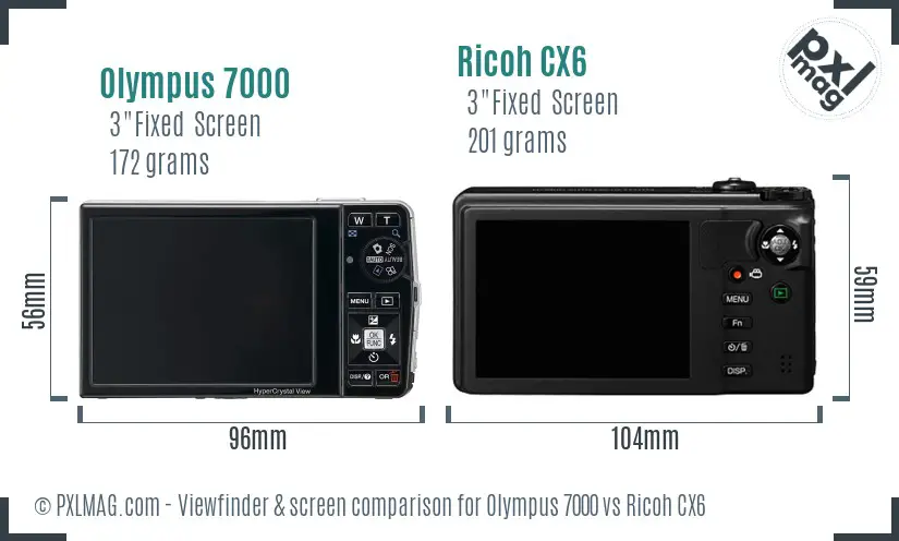 Olympus 7000 vs Ricoh CX6 Screen and Viewfinder comparison