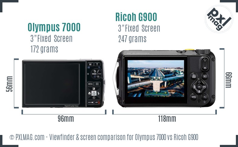 Olympus 7000 vs Ricoh G900 Screen and Viewfinder comparison