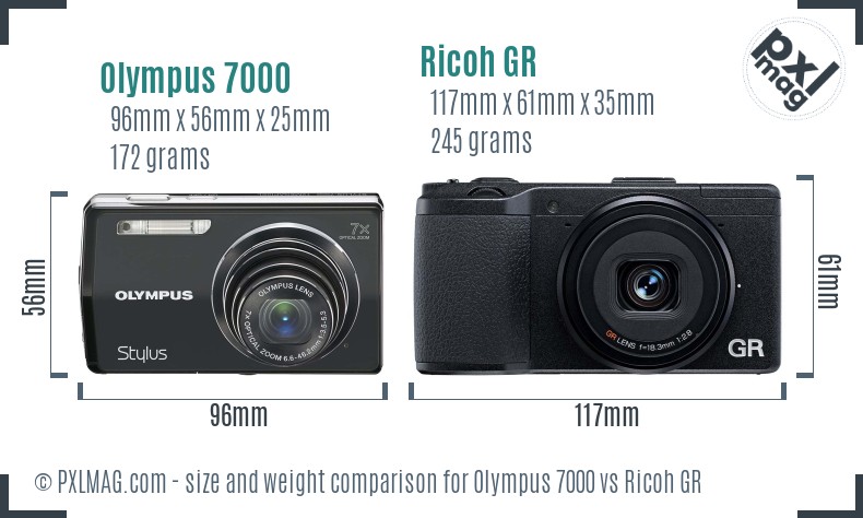 Olympus 7000 vs Ricoh GR size comparison Olympus 7000 vs Ricoh GR size comparison