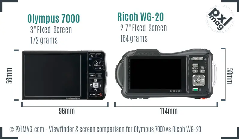 Olympus 7000 vs Ricoh WG-20 Screen and Viewfinder comparison Olympus 7000 vs Ricoh WG-20 Screen and Viewfinder comparison