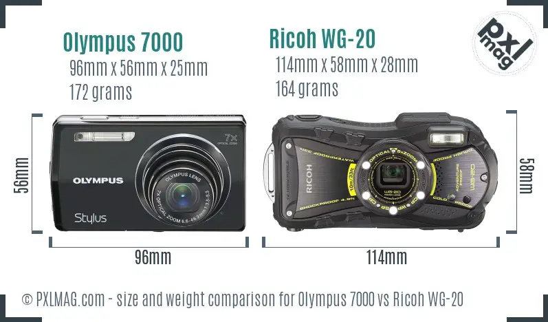Olympus 7000 vs Ricoh WG-20 size comparison Olympus 7000 vs Ricoh WG-20 size comparison