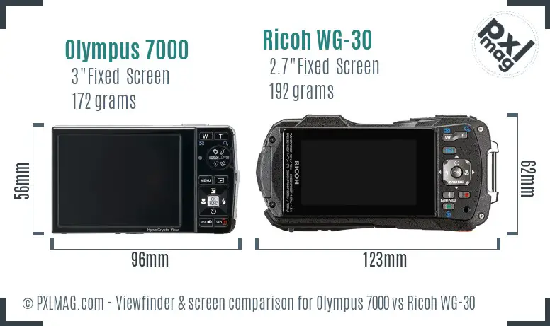 Olympus 7000 vs Ricoh WG-30 Screen and Viewfinder comparison