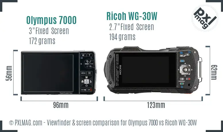 Olympus 7000 vs Ricoh WG-30W Screen and Viewfinder comparison Olympus 7000 vs Ricoh WG-30W Screen and Viewfinder comparison