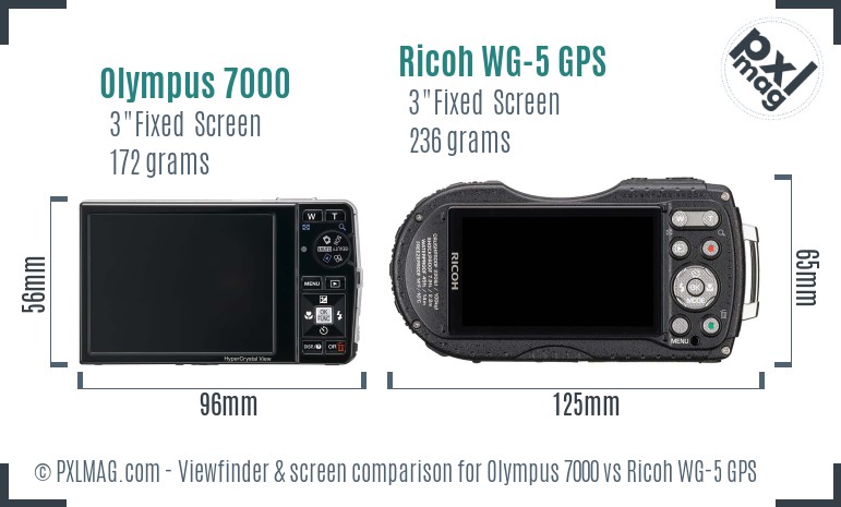 Olympus 7000 vs Ricoh WG-5 GPS Screen and Viewfinder comparison
