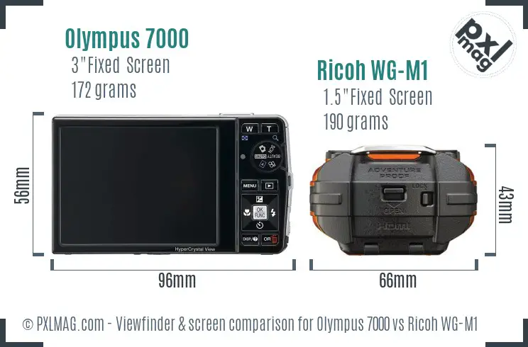 Olympus 7000 vs Ricoh WG-M1 Screen and Viewfinder comparison