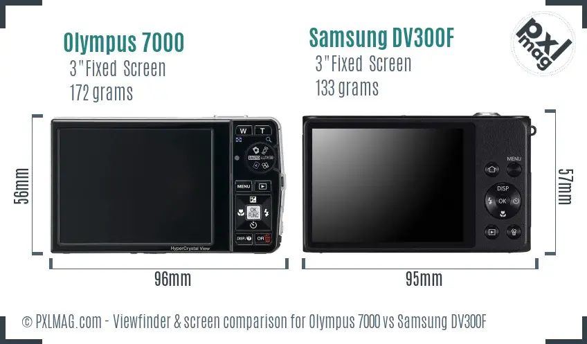 Olympus 7000 vs Samsung DV300F Screen and Viewfinder comparison